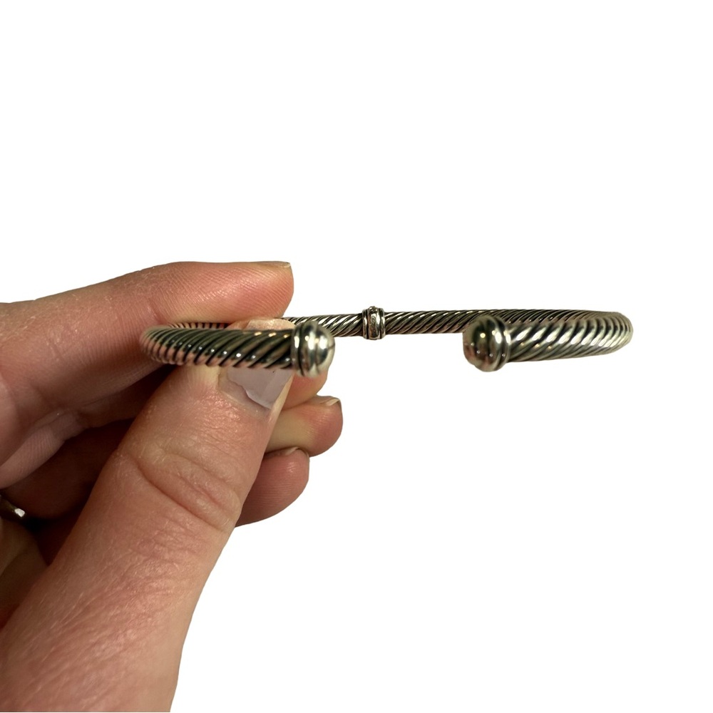 DAVID YURMAN STERLING SILVER “CLASSIC CABLE STATION” BANGLE BRACELET W/ DIAMONDS - Picture 5 of 9
